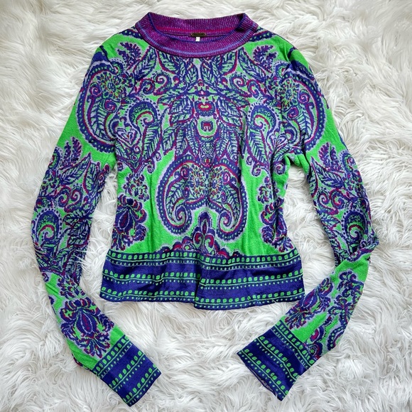 Free People Sweaters - Free People • New Age Cropped Nylon Paisley Sweater